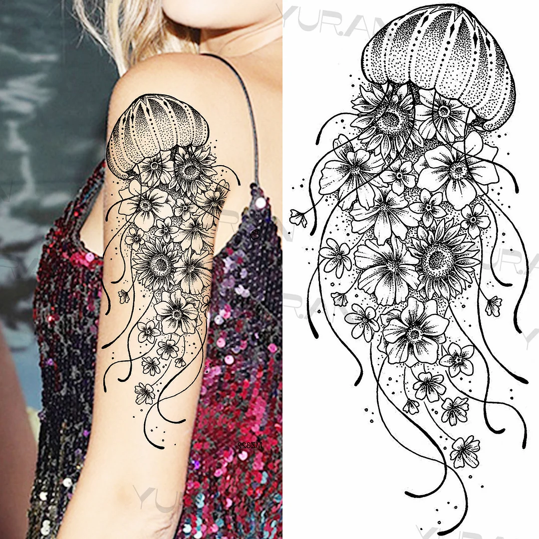 Sdrawing Rose Flower Temporary Tattoos For Women Realistic Snake Butterfly Flora Fake Tattoo Sticker Arm Body Waterproof Tatoos