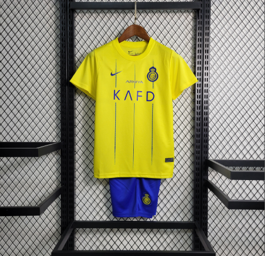 23/24 Al-Nassr Home Kids Kit Football Shirt Thai Quality 1:1