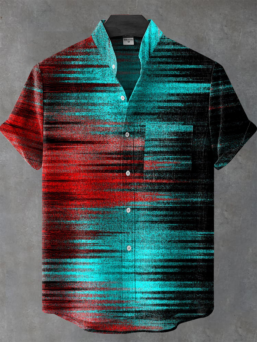 Psychedelic Gradient Stripes Art Print Casual 100% Cotton Shirt