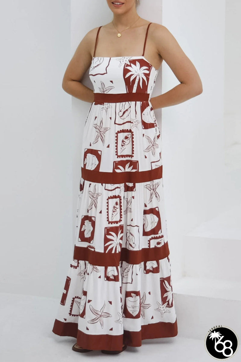 Casual Bohemian Floral Print Pocket Patchwork Contrast Sling Dresses | 168DEAL