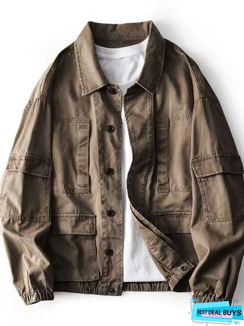 Retro Casual Loose Solid Color Jacket