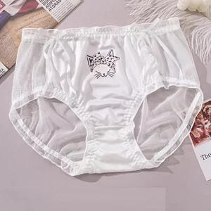 Men's Cartoon High Waist Lace Printed Mesh Briefs