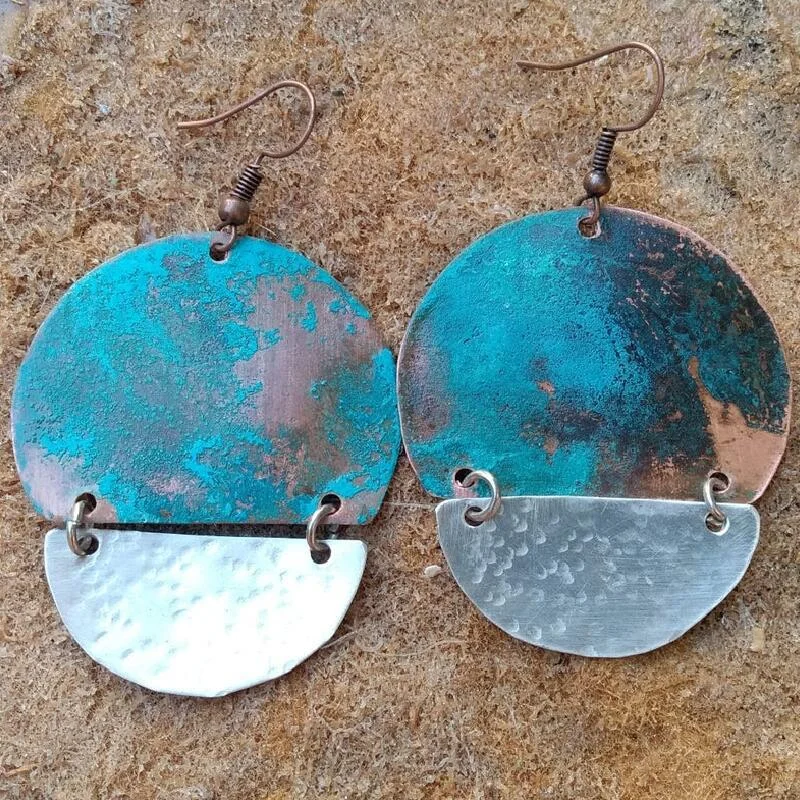 Retro Geometric Color Block Earrings