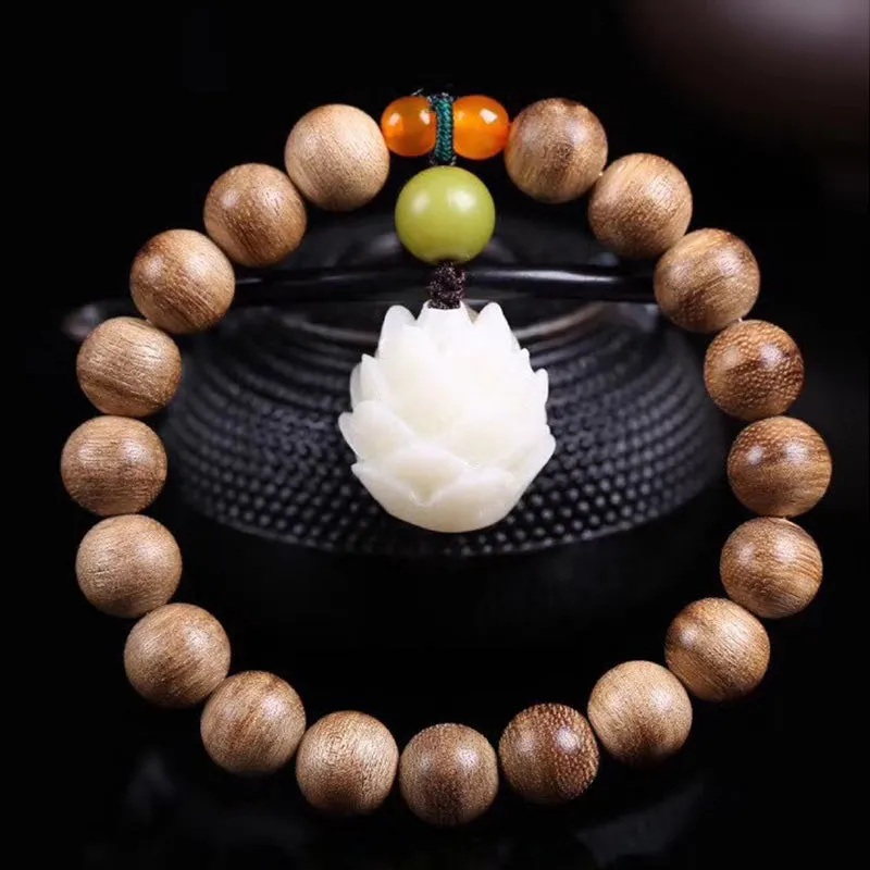 Sandalwood Bead Lotus Healing Bracelet