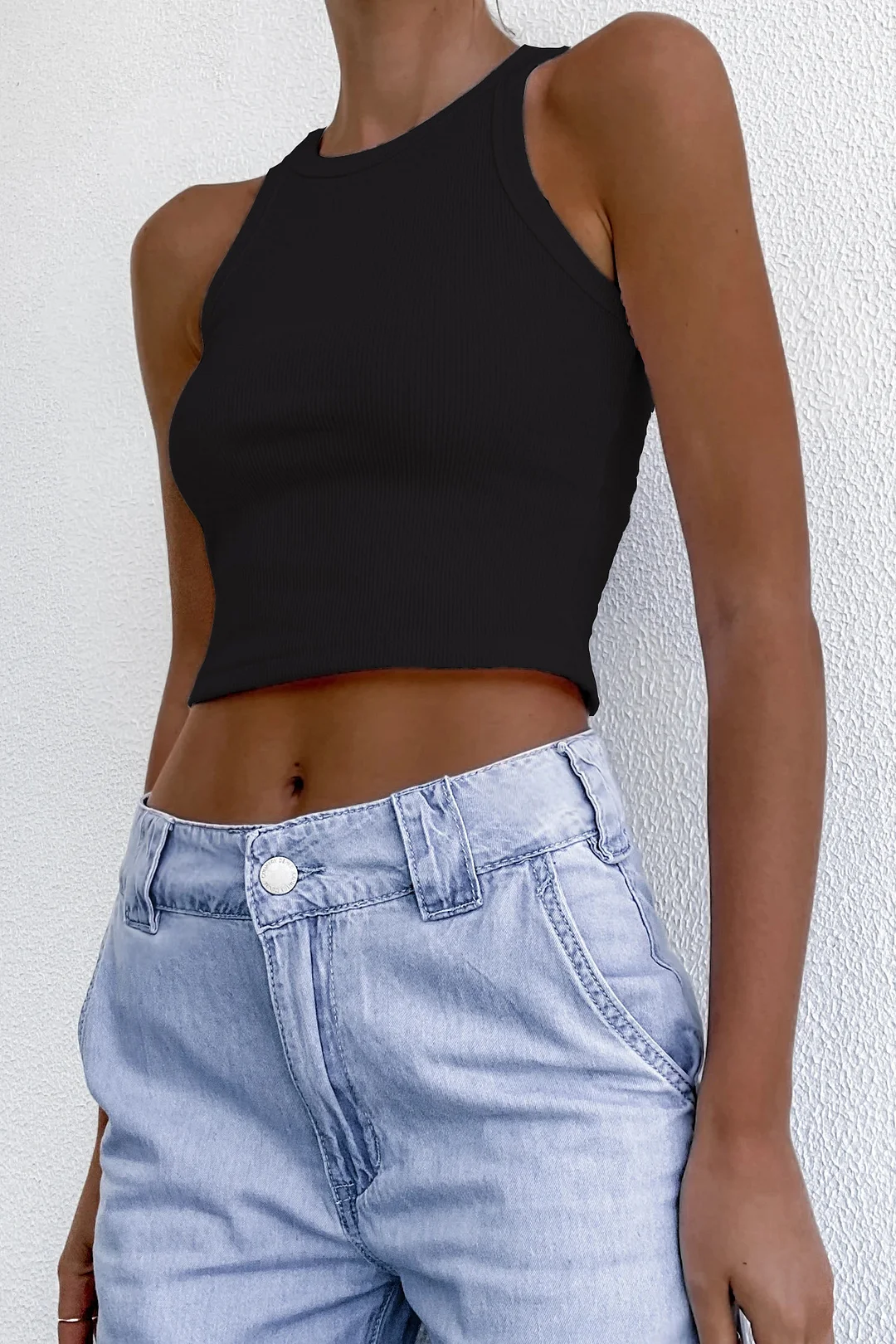 Brownm Brownm Women's Wish New Summer Pure Color Sleeveless Slim Short Small Vest Women