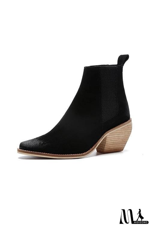 MidiSono - Low Chunky Heel Ankle Booties