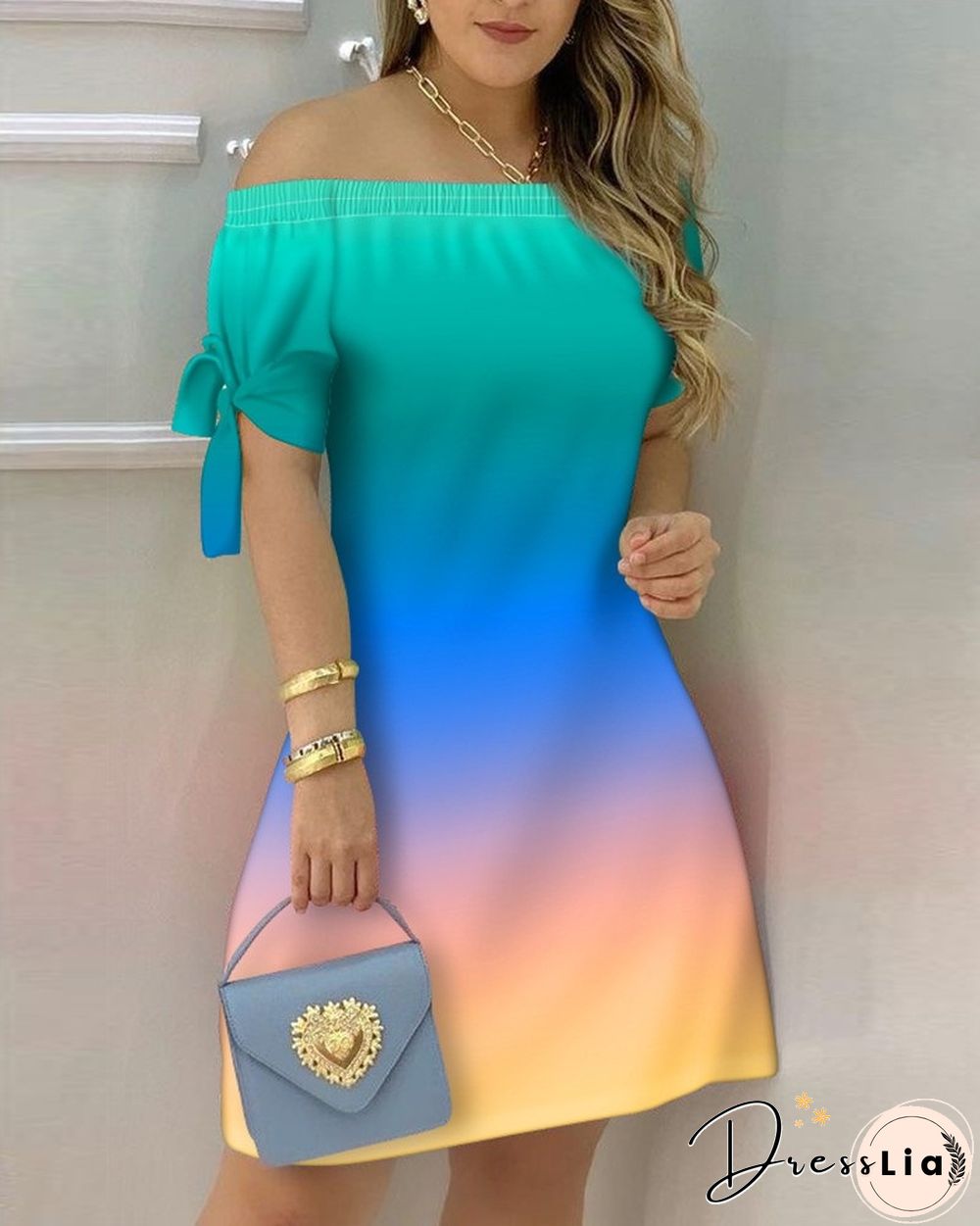 Sexy Female Casual Striped Off Shoulder Short Sleeve Mini DressFor Ladies Bow Tie Print A Line Party Short Dresses Vestidos