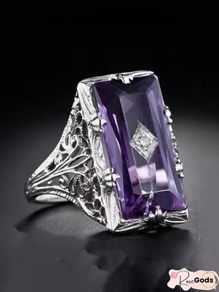 Amethyst Zircon Ring