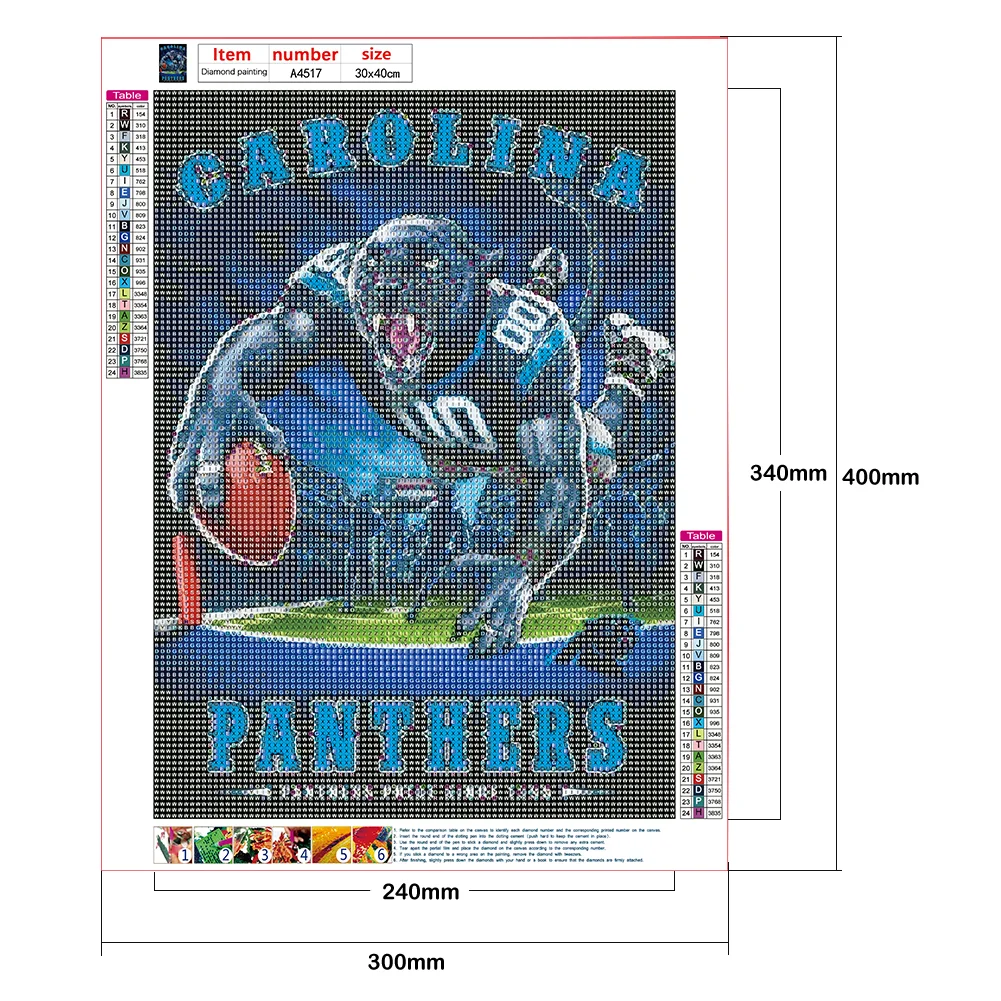 5D DIY Diamond Painting Rugby Abstract Full Round Drill Mosaic Picture Kit