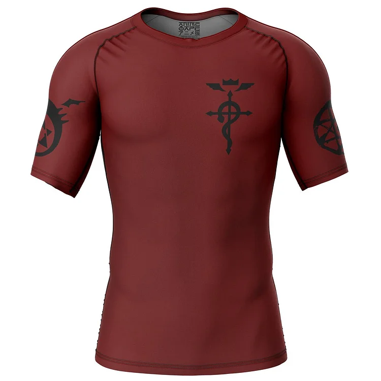 Edward Elric v2 Fullmetal Alchemist Short Sleeve Rash Guard Compression Shirt