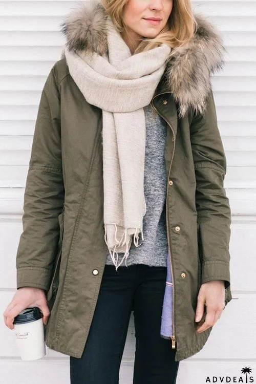 Fuzzu Drawstring Parka Coat