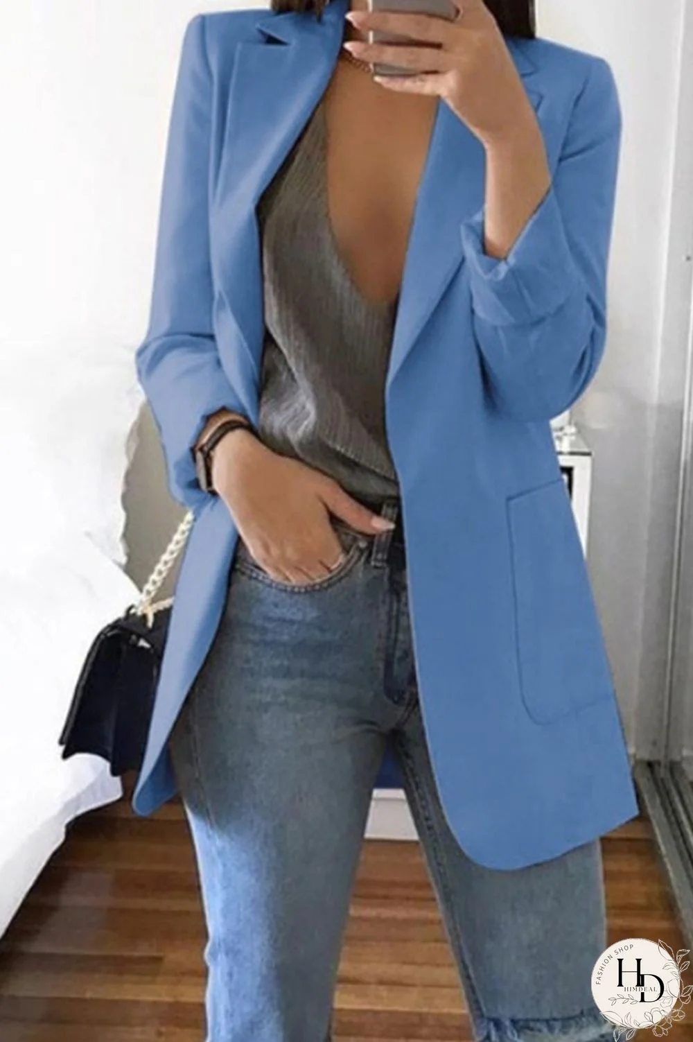 Black Casual Long Sleeves Suit Jacket