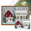 Winter Snowman And Cottage-11CT Stamped Cross Stitch 60*40cm/23.62*15.75in