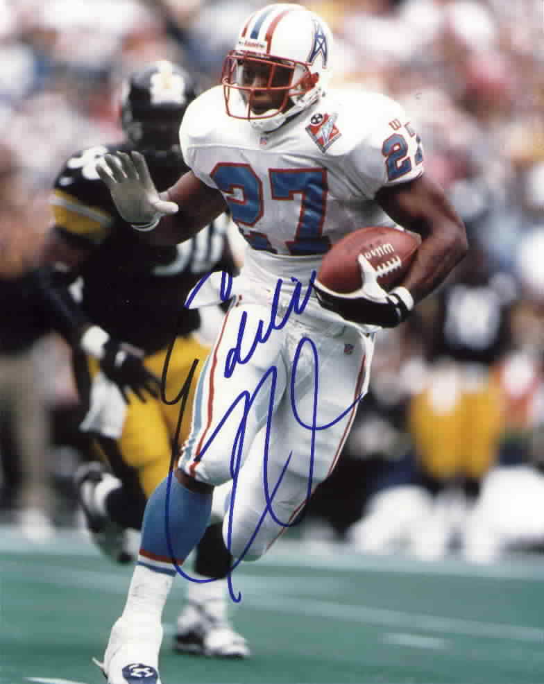 Eddie George autographed signed auto 1997 Tennessee Oilers 8x10 Photo Poster painting ScoreBoard