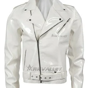 pornhint Pornhint Men Moto Jacket White PVC Vinyl Jacket Stylish Motorcycle Jacket Punk Rock EMO Fetish Jacket Gothic handmade  A Quality