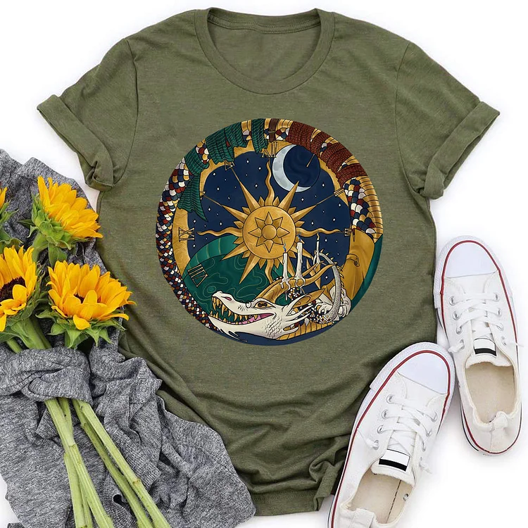 Ancient Magic Sun and Moon T-shirt Tee -05618#537777