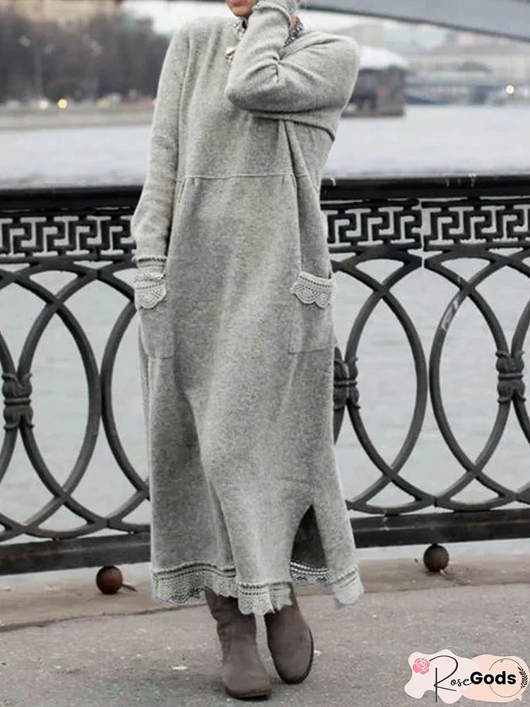 Plain Cotton Long Sleeve Dress