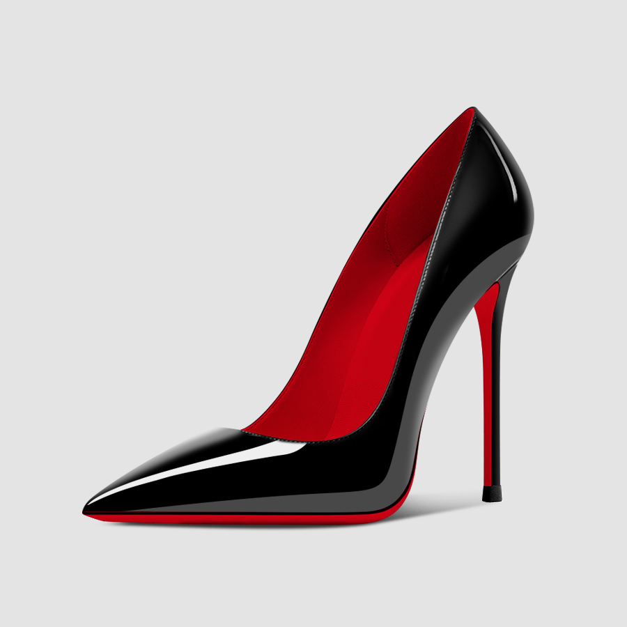 12cm Pointed Black High Heels Women's Red Sole Single Shoes