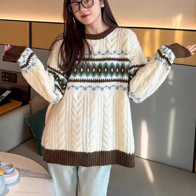 Chicfifth Sweater Women Winter Long Sleeve High Quality Autumn Vintage Top Knitted Cardigan