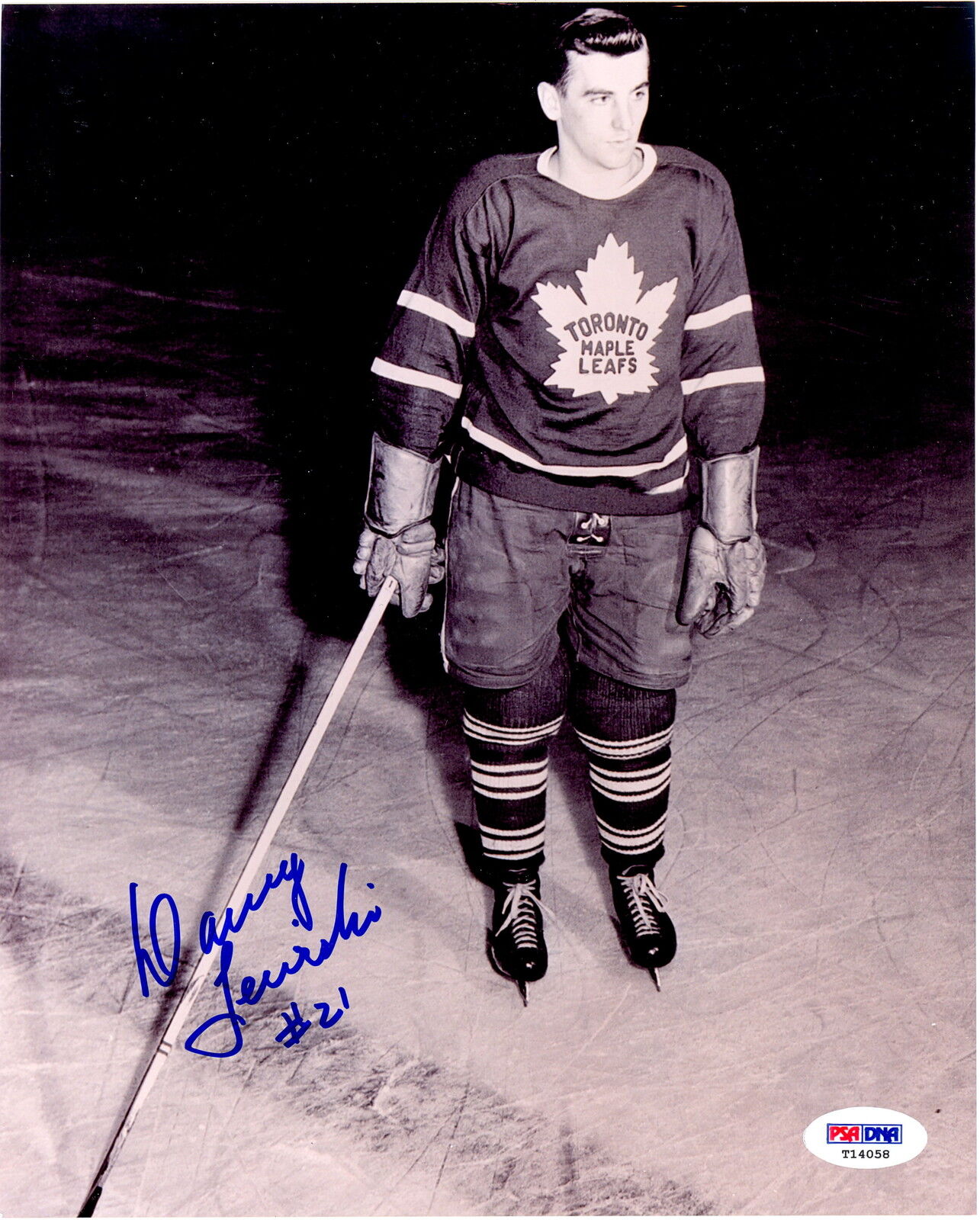 DANNY LEWICKI TORONTO MAPLE LEAFS N Y RANGERS AUTO SIGNED 8X10 Photo Poster painting PSA DNA