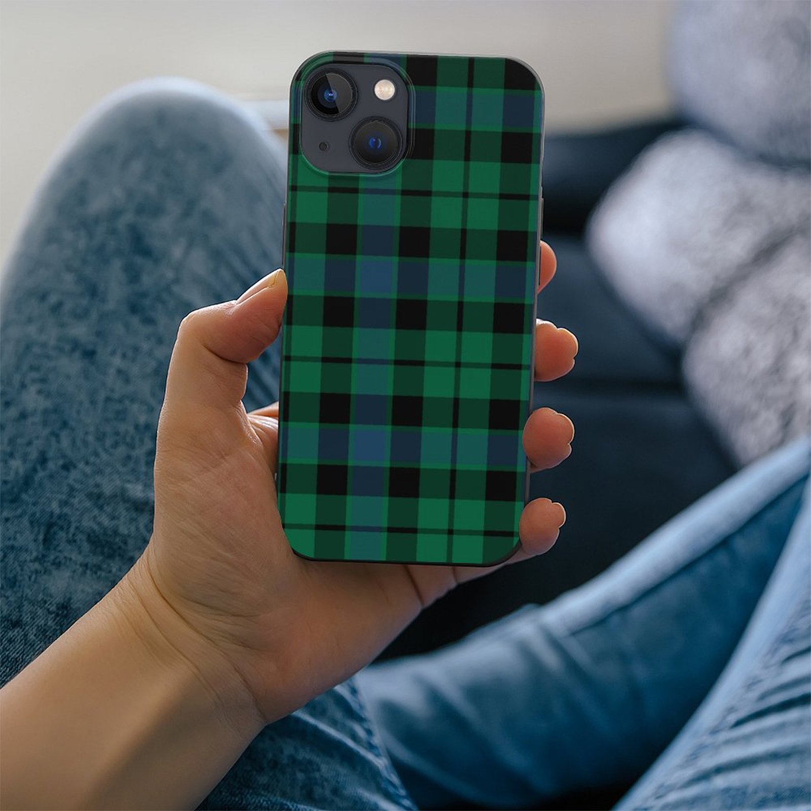 Green And Blue Mackay Clan Scottish Tartan Printed TPU Phone Case For Apple Iphone 15/14/13/12 Pro Max Coolcoshirts