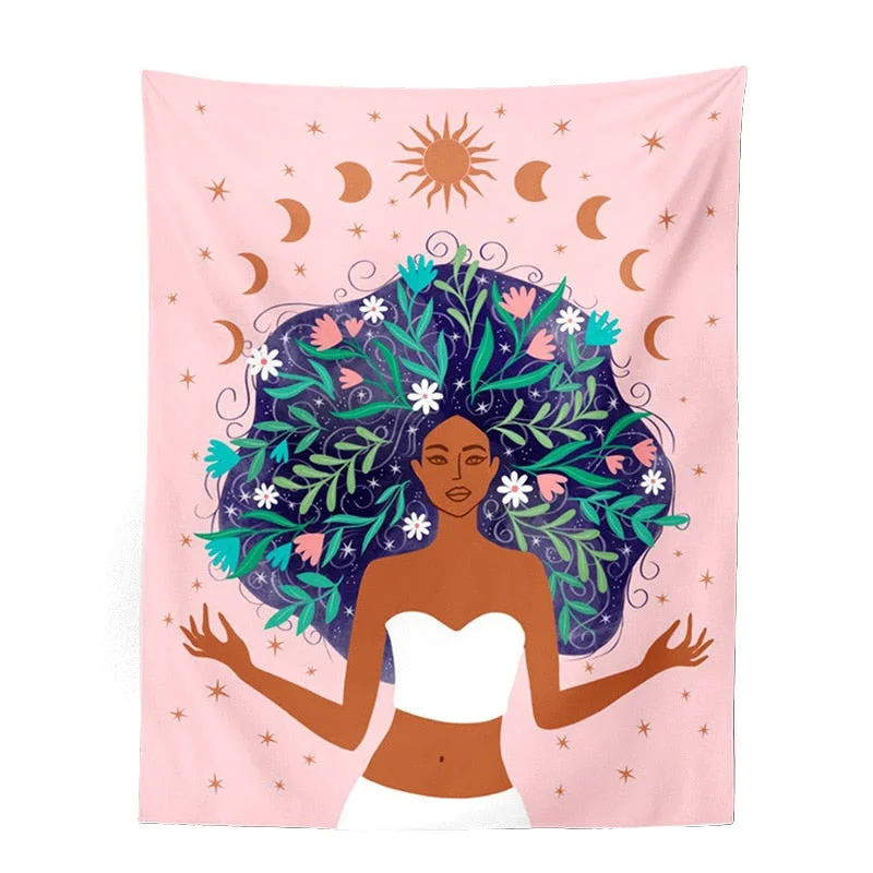 Indian Moon Phase Girl Mandala Tapestry Wall Hanging Boho decor macrame hippie Witchcraft Tapestry wall decoration cloth