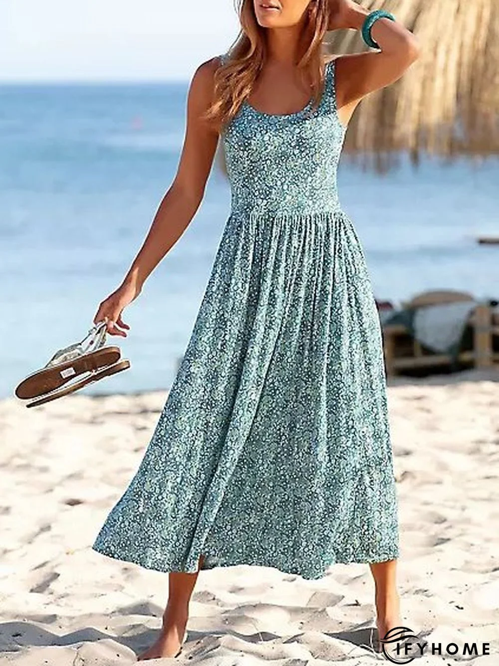 Crew Neck Vacation Sleeveless Knitting Dress | IFYHOME