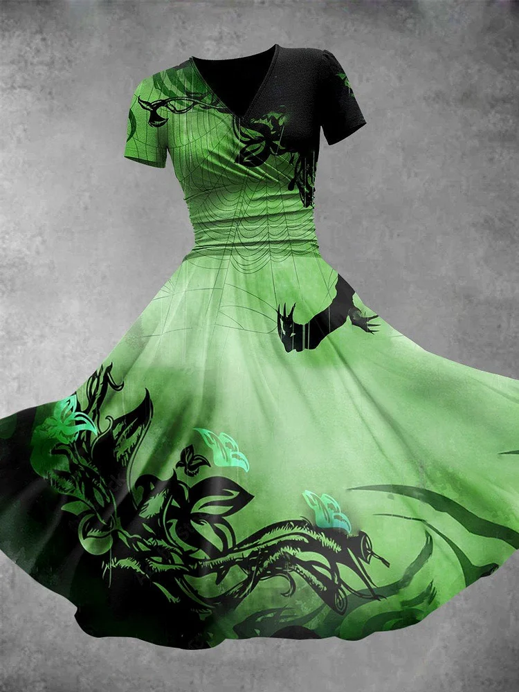 Women's Halloween Witch Print Casual Dress
