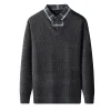 Men's Fake Two-piece Warm Knitted Bottoming Shirt