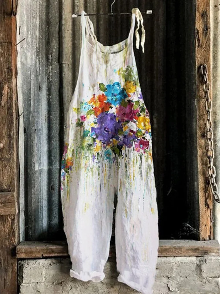 Women's Floral Print Jumpsuit-mysite