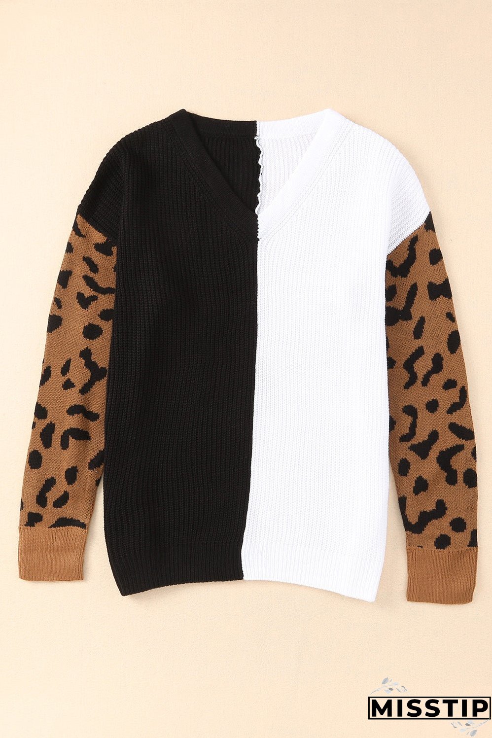 Contrast Color V Neck Sweater