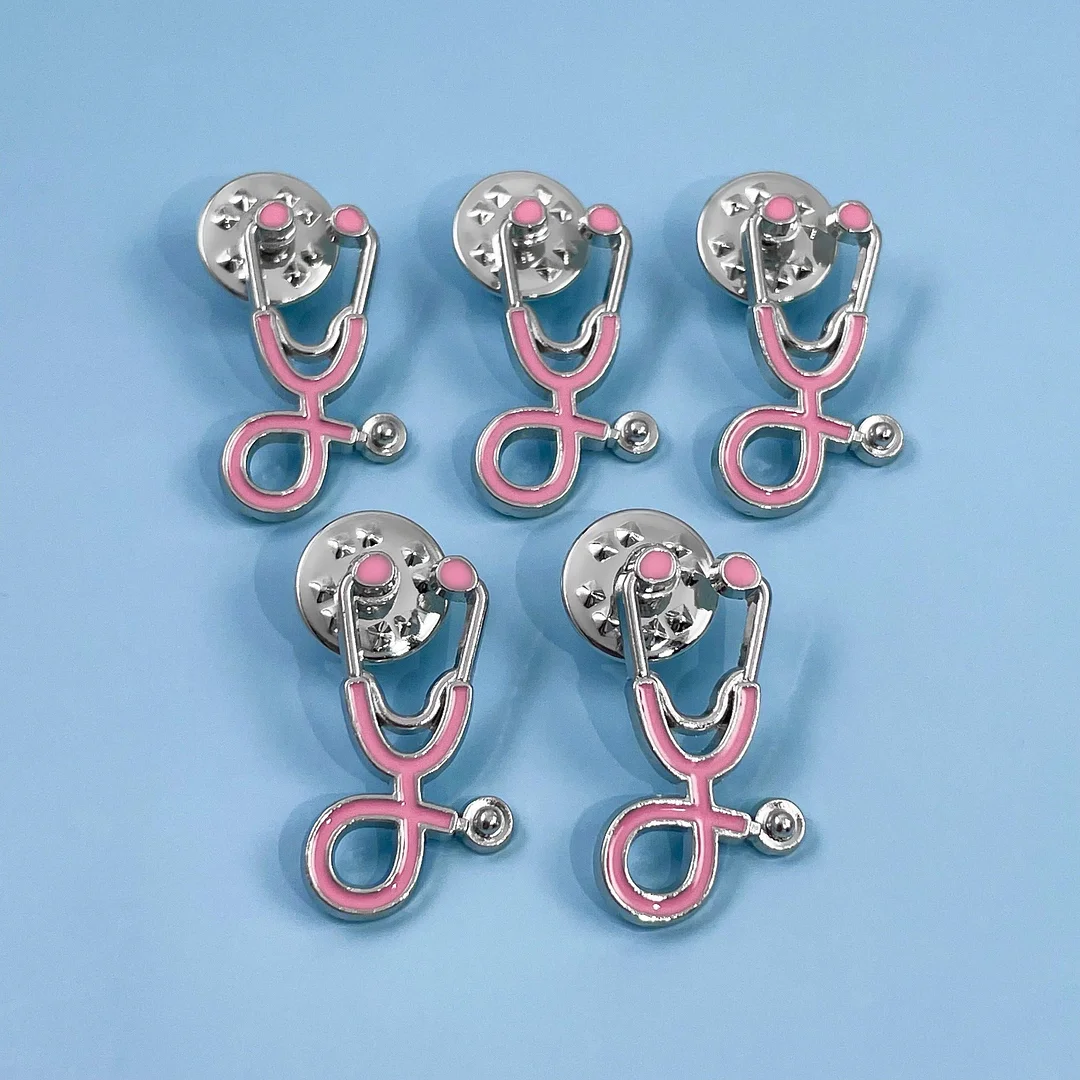 5pc Pink Stethoscope Pin Pack