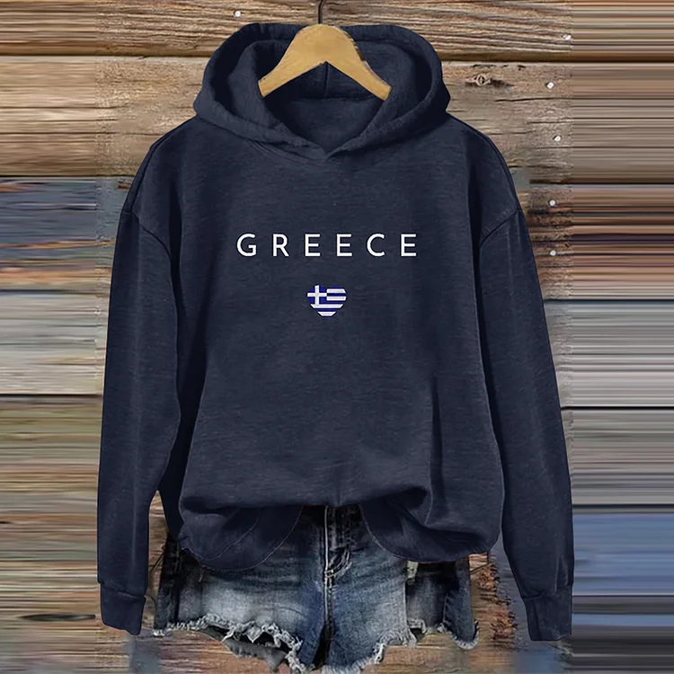 Greece Print Long Sleeves Casual Hoodie