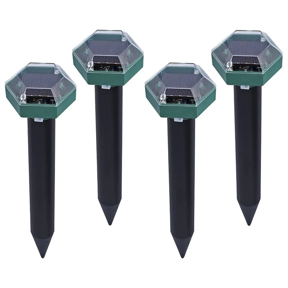 Solar Powered Mole Deterrent Spikes Ultrasonic Groundhog Gopher Vole Deterrent for Lawn Garden Yard