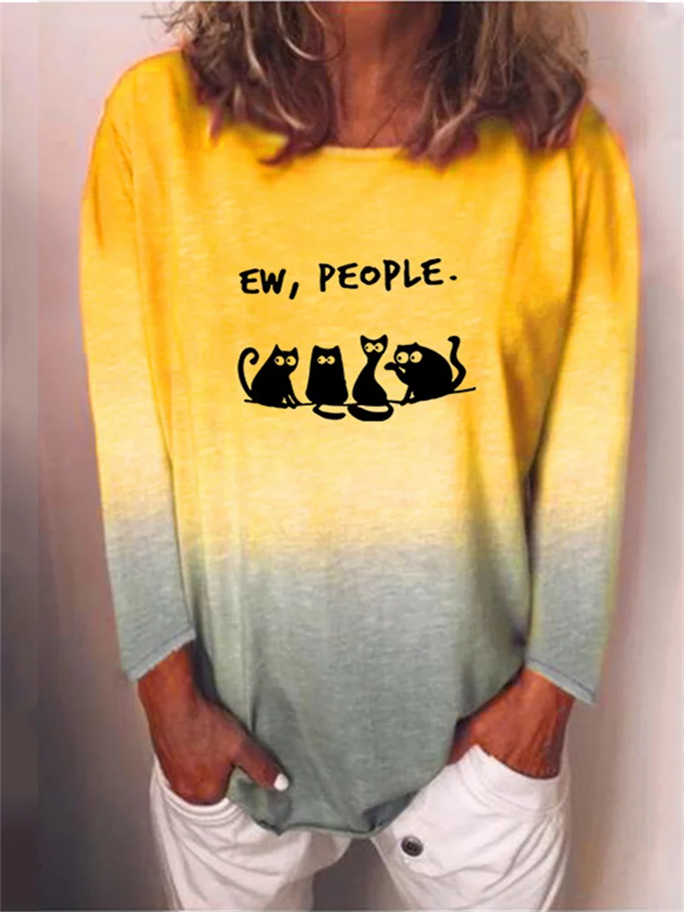 Funny Cats Ew People Gradient T Shirt
