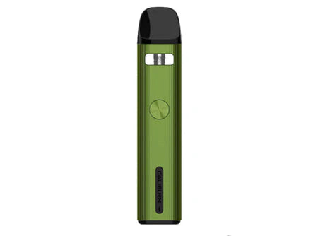 Metallic green UWELL Caliburn G2 pod kit with black mouthpiece and textured body.
