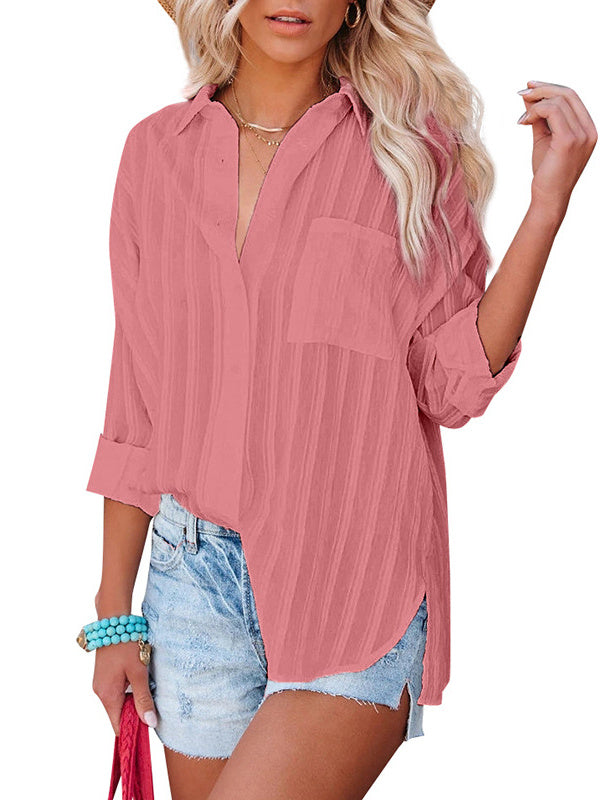 Women Long Sleeve V-neck Graphic Floral Printed Top