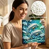 DIY Pearl Painting Dolphin for Home Decor with Frame(25x25cm)