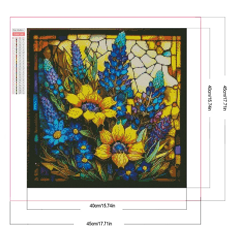 Stained Glass Sunflower 45*45cm(canvas) full round drill diamond painting