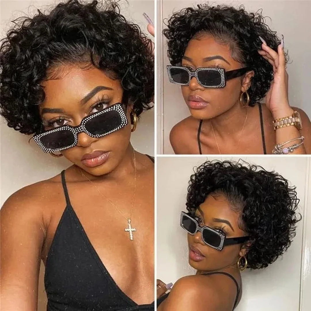 Special Promotion Pixie Cut Wig Short Curly 13x1 Lace Front Human Hair Wigs