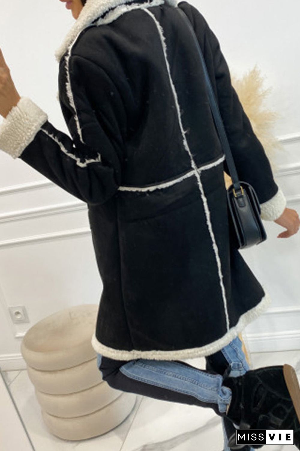 Elegant Solid Patchwork Pocket Half A Turtleneck Outerwear