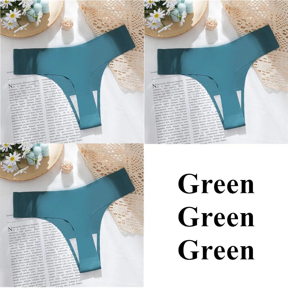 3Pcs New Ice Silk Thong Sexy Panties Seamless G String Underwear Women Low-Rise Thongs Women Lingerie Bikini T Back Underpants