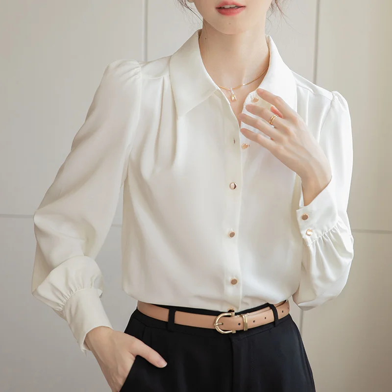 Athvotar Athvotar And Autumn 2025 New Fashion Leisure Long Sleeve White Shirt Female Loose Temperament Work Commuting Professional Dress Shirt