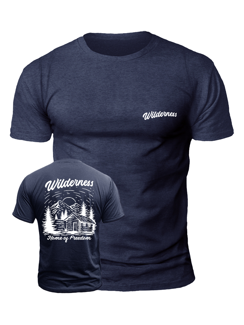 Men's Wilderness Print Casual Short Sleeve T-shirt