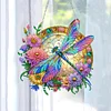 5D Diamond Painting Double Sided Effect  Stained Glass Panel Decorative Home Garden Decoration Hanging Kit(Dragonfly)