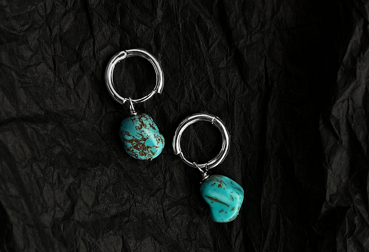 Retro Turquoise Irregular Earrings
