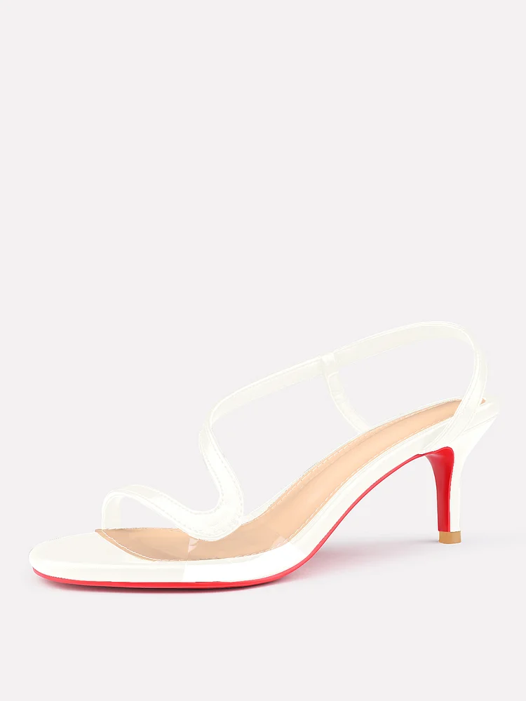 70mm Women's Open Toe Sandals Matte Red Bottom Spotlight Wavy Straps High Heels Ankle Strap Shoes