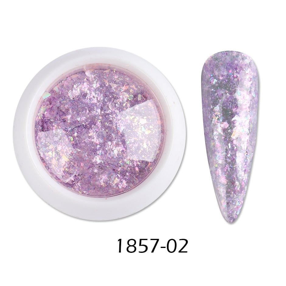 Crystal Fire Opal Flakes Nail Sequins Purple Holographic Glitter DIY Chrome Powder for Spring Nails Manicure Paillettes GL1857