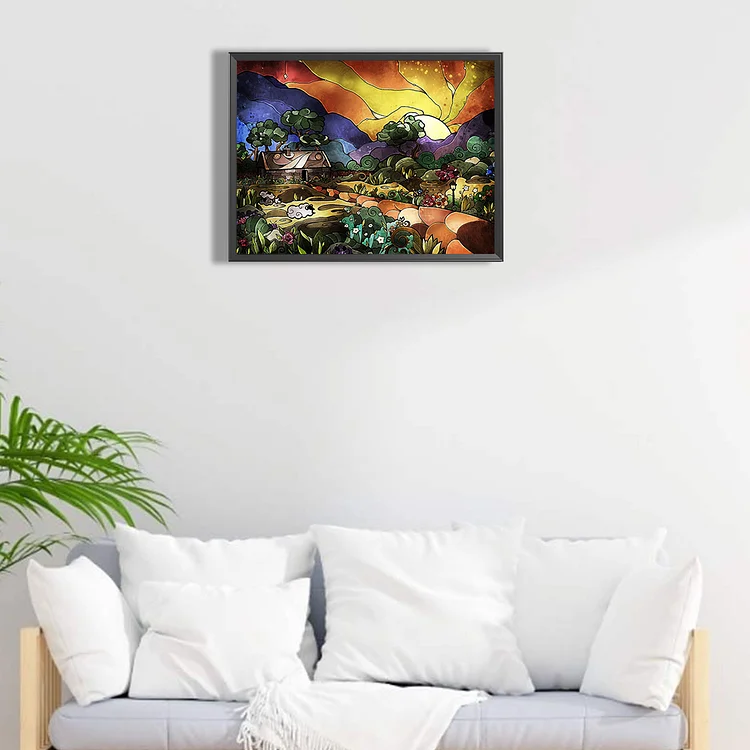 Stained Glass Landscape - Full Round - Diamond Painting (40*30cm)