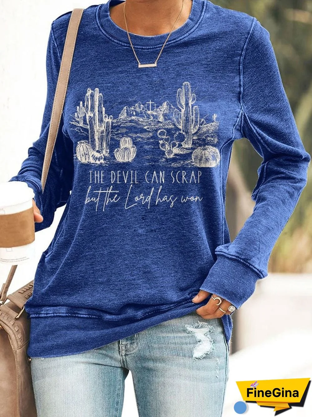 Retro The Devil Can Scrap But The Lord Has Won Print Sweatshirt